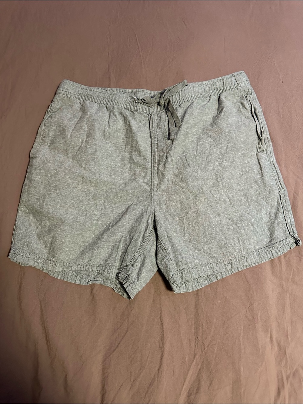 Casual Drawstring Linen-Blend Pants in Heather Gray